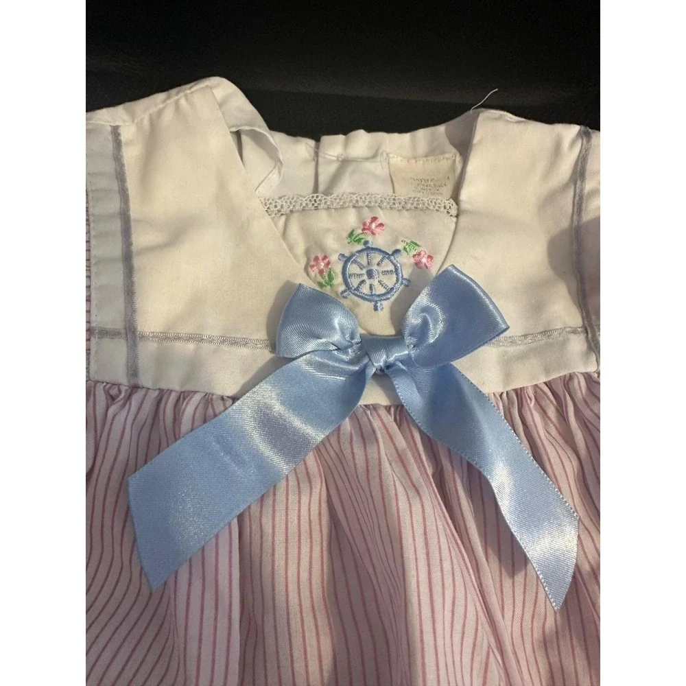 Baby girl‎ vintage pink and white striped dress 12M